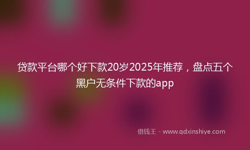贷款平台哪个好下款20岁2025年推荐，盘点五个黑户无条件下款的app