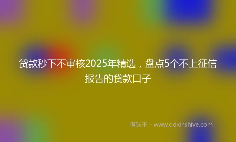贷款秒下不审核2025年精选，盘点5个不上征信报告的贷款口子