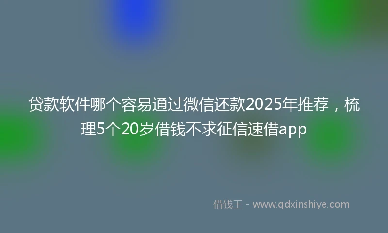 贷款软件哪个容易通过微信还款2025年推荐，梳理5个20岁借钱不求征信速借app