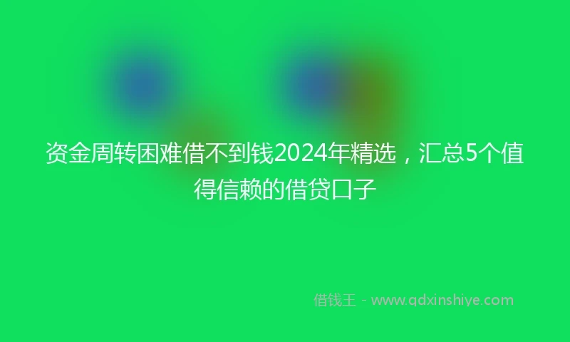 资金周转困难借不到钱2024年精选，汇总5个值得信赖的借贷口子