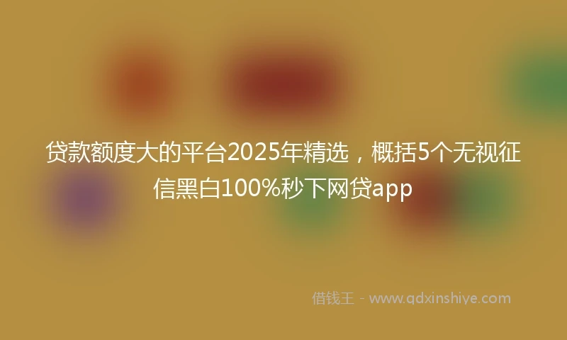 贷款额度大的平台2025年精选，概括5个无视征信黑白100%秒下网贷app