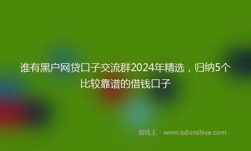 谁有黑户网贷口子交流群2024年精选，归纳5个比较靠谱的借钱口子