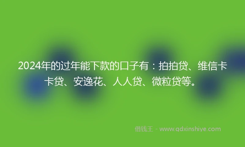 2024年的过年能下款的口子有：拍拍贷、维信卡卡贷、安逸花、人人贷、微粒贷等。