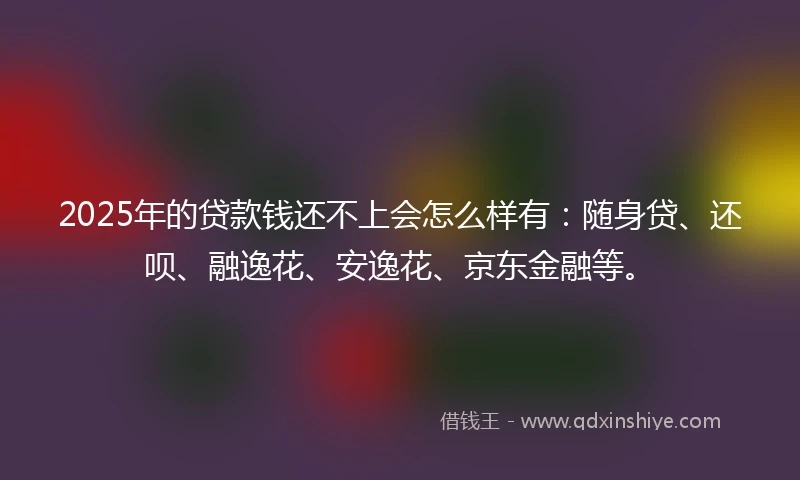 2025年的贷款钱还不上会怎么样有:随身贷、还呗、融逸花、安逸花、京东金融等。
