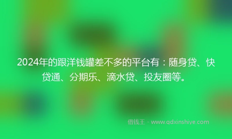 2024年的跟洋钱罐差不多的平台有：随身贷、快贷通、分期乐、滴水贷、投友圈等。