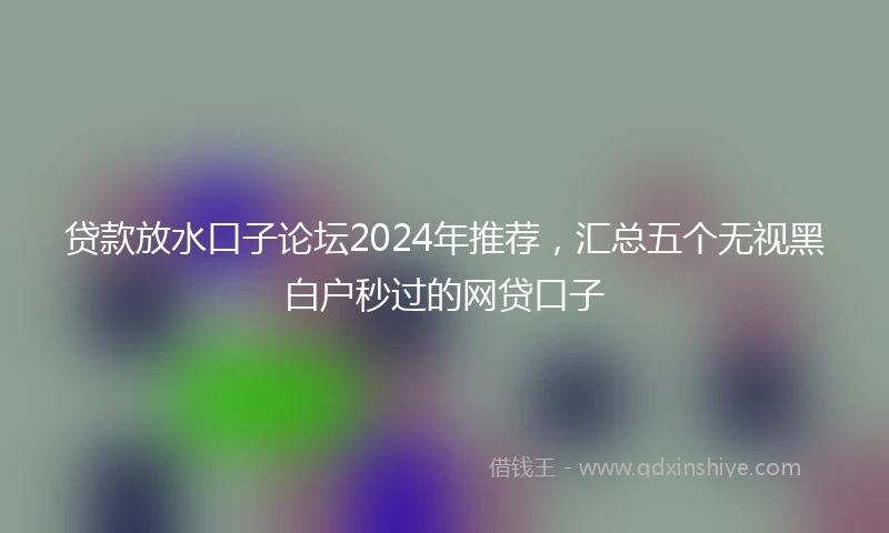 贷款放水口子论坛2024年推荐，汇总五个无视黑白户秒过的网贷口子