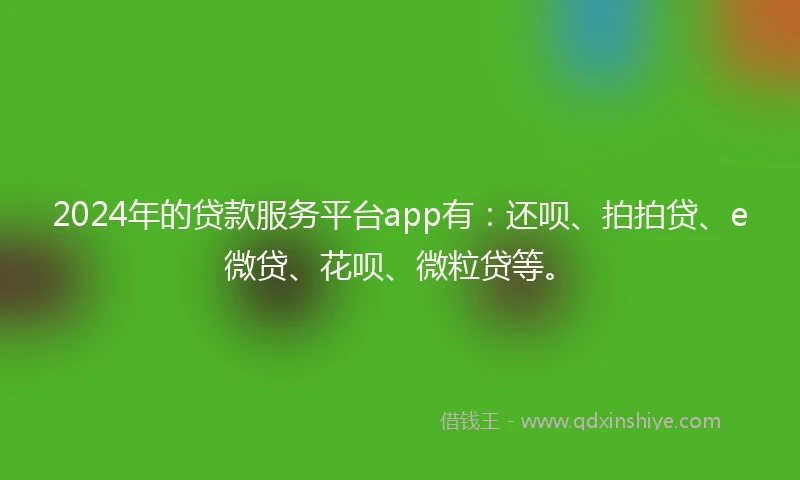 2024年的贷款服务平台app有：还呗、拍拍贷、e微贷、花呗、微粒贷等。