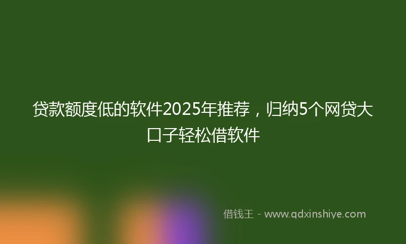 贷款额度低的软件2025年推荐，归纳5个网贷大口子轻松借软件