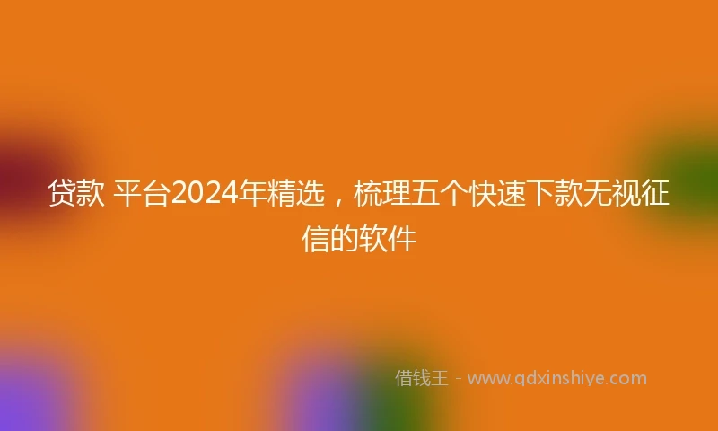 贷款 平台2024年精选，梳理五个快速下款无视征信的软件