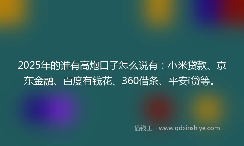 2025年的谁有高炮口子怎么说有：小米贷款、京东金融、百度有钱花、360借条、平安i贷等。