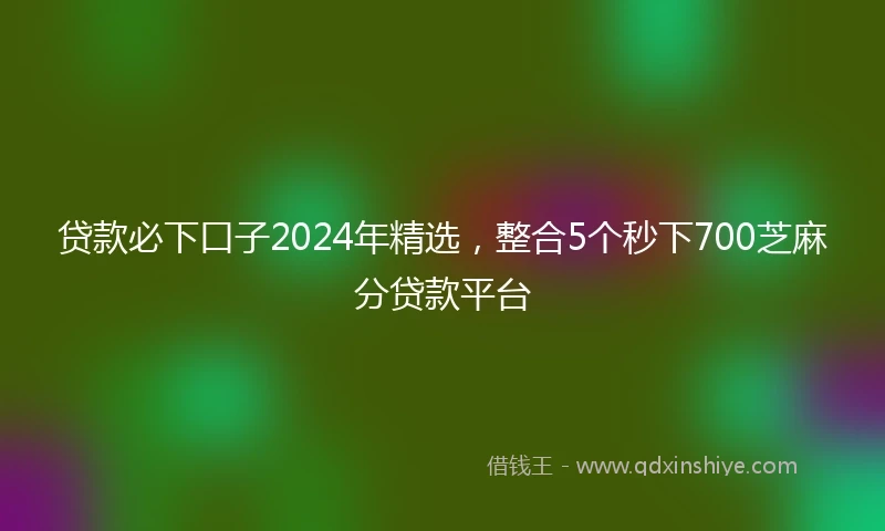 贷款必下口子2024年精选,整合5个秒下700芝麻分贷款平台