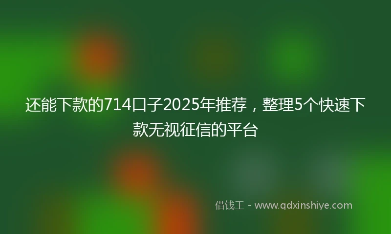还能下款的714口子2025年推荐，整理5个快速下款无视征信的平台