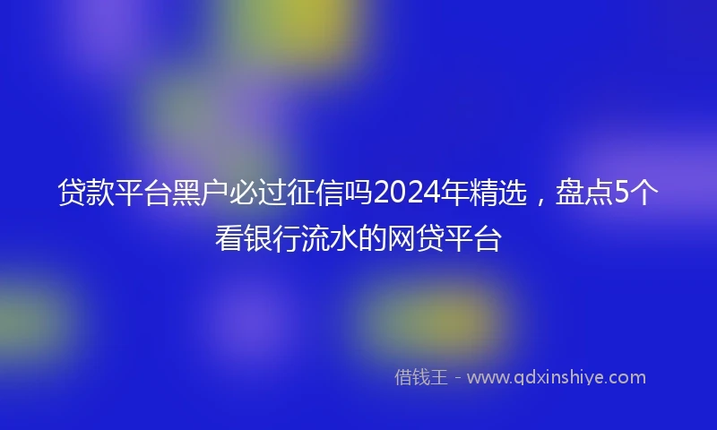 贷款平台黑户必过征信吗2024年精选，盘点5个看银行流水的网贷平台