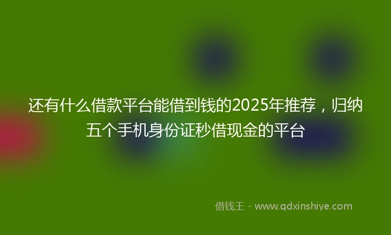 还有什么借款平台能借到钱的2025年推荐，归纳五个手机身份证秒借现金的平台