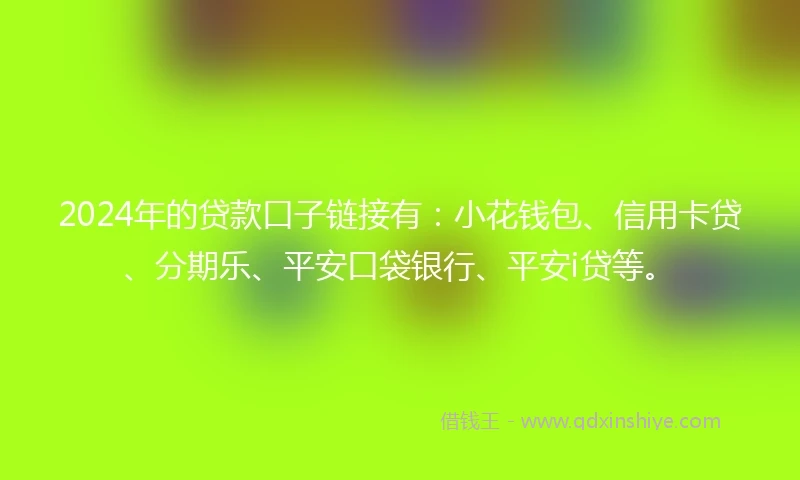 2024年的贷款口子链接有：小花钱包、信用卡贷、分期乐、平安口袋银行、平安i贷等。