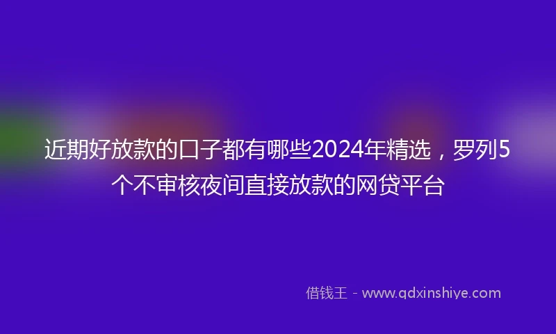 近期好放款的口子都有哪些2024年精选，罗列5个不审核夜间直接放款的网贷平台