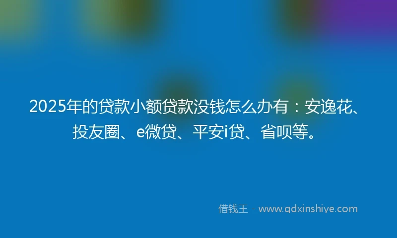 2025年的贷款小额贷款没钱怎么办有：安逸花、投友圈、e微贷、平安i贷、省呗等。