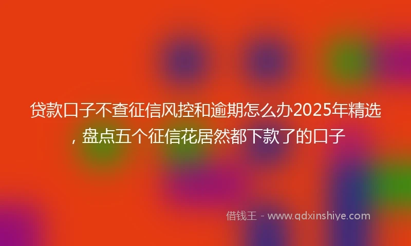 贷款口子不查征信风控和逾期怎么办2025年精选，盘点五个征信花居然都下款了的口子
