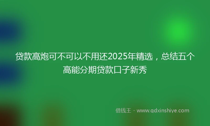 贷款高炮可不可以不用还2025年精选，总结五个高能分期贷款口子新秀