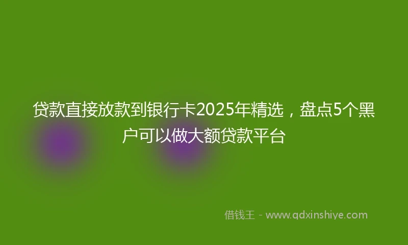 贷款直接放款到银行卡2025年精选，盘点5个黑户可以做大额贷款平台