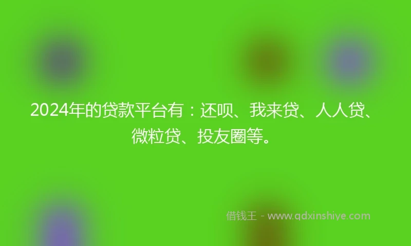2024年的贷款平台有：还呗、我来贷、人人贷、微粒贷、投友圈等。