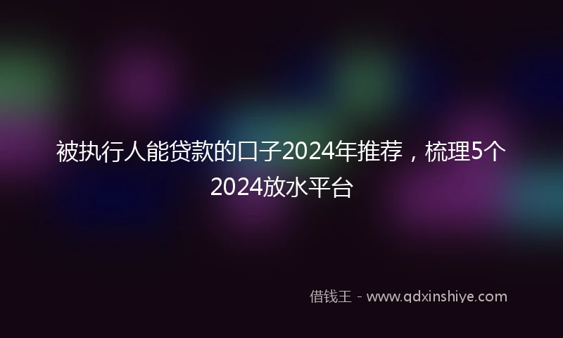 被执行人能贷款的口子2024年推荐，梳理5个2024放水平台