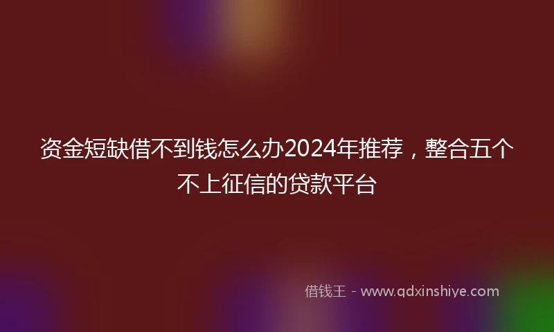资金短缺借不到钱怎么办2024年推荐，整合五个不上征信的贷款平台