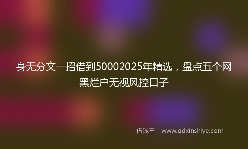 身无分文一招借到50002025年精选，盘点五个网黑烂户无视风控口子