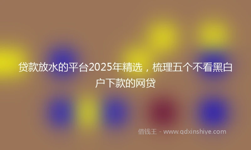 贷款放水的平台2025年精选，梳理五个不看黑白户下款的网贷