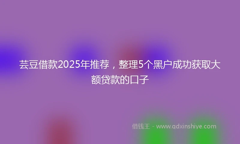 芸豆借款2025年推荐，整理5个黑户成功获取大额贷款的口子