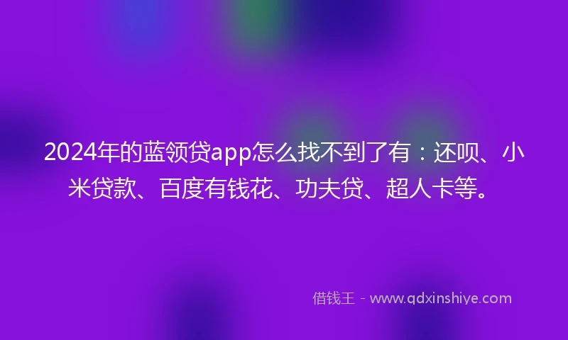 2024年的蓝领贷app怎么找不到了有：还呗、小米贷款、百度有钱花、功夫贷、超人卡等。