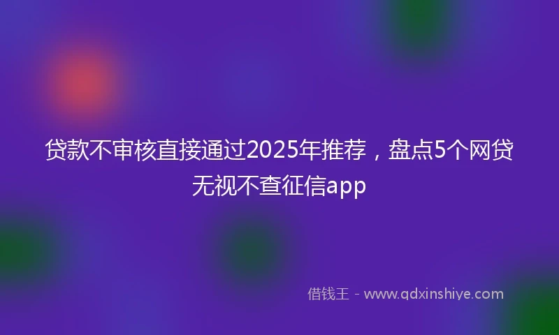 贷款不审核直接通过2025年推荐，盘点5个网贷无视不查征信app