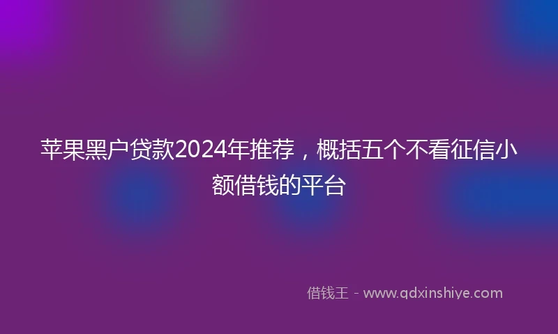 苹果黑户贷款2024年推荐，概括五个不看征信小额借钱的平台