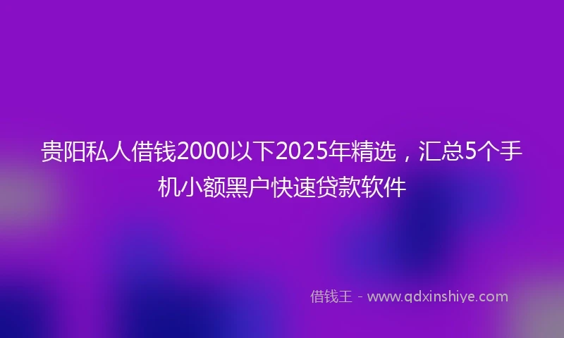 贵阳私人借钱2000以下2025年精选，汇总5个手机小额黑户快速贷款软件