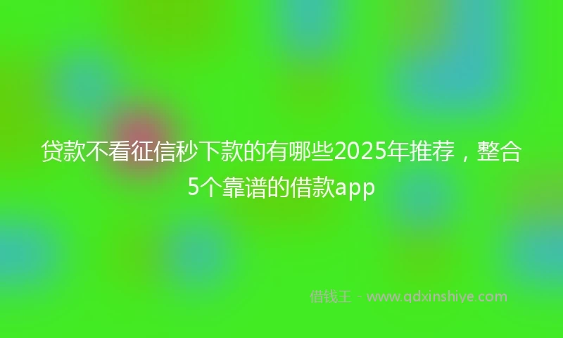 贷款不看征信秒下款的有哪些2025年推荐，整合5个靠谱的借款app