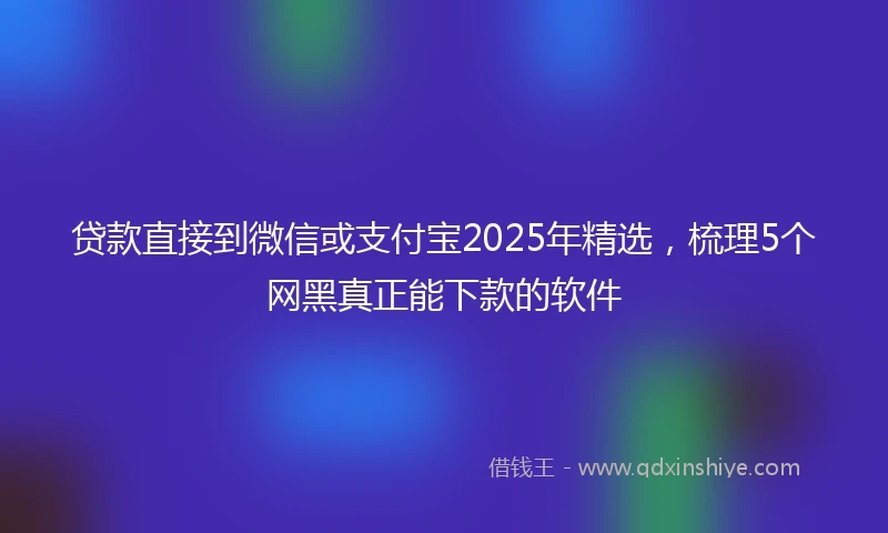 贷款直接到微信或支付宝2025年精选，梳理5个网黑真正能下款的软件