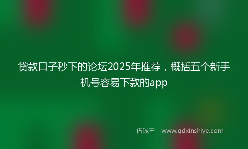 贷款口子秒下的论坛2025年推荐，概括五个新手机号容易下款的app