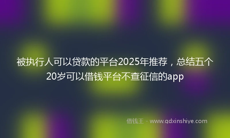 被执行人可以贷款的平台2025年推荐，总结五个20岁可以借钱平台不查征信的app