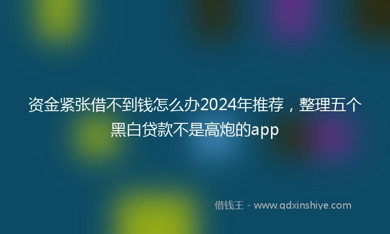 资金紧张借不到钱怎么办2024年推荐,整理五个黑白贷款不是高炮的app