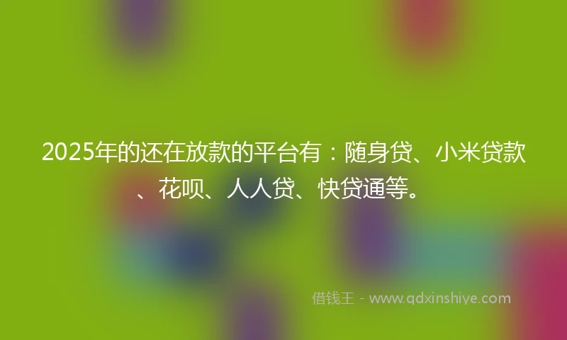 2025年的还在放款的平台有：随身贷、小米贷款、花呗、人人贷、快贷通等。