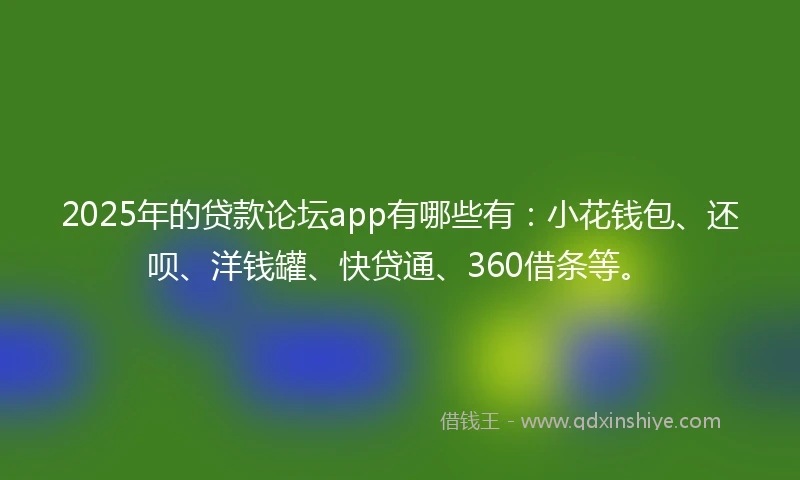 2025年的贷款论坛app有哪些有：小花钱包、还呗、洋钱罐、快贷通、360借条等。