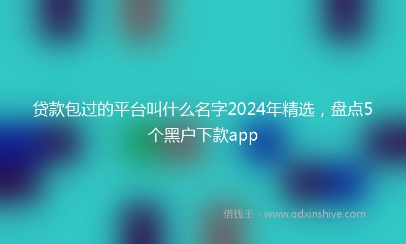 贷款包过的平台叫什么名字2024年精选，盘点5个黑户下款app