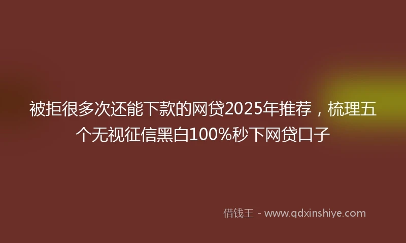 被拒很多次还能下款的网贷2025年推荐，梳理五个无视征信黑白100%秒下网贷口子