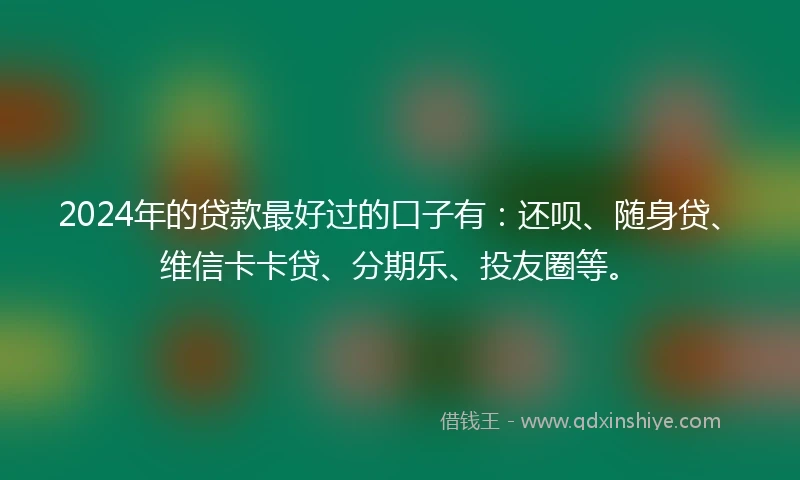 2024年的贷款最好过的口子有：还呗、随身贷、维信卡卡贷、分期乐、投友圈等。