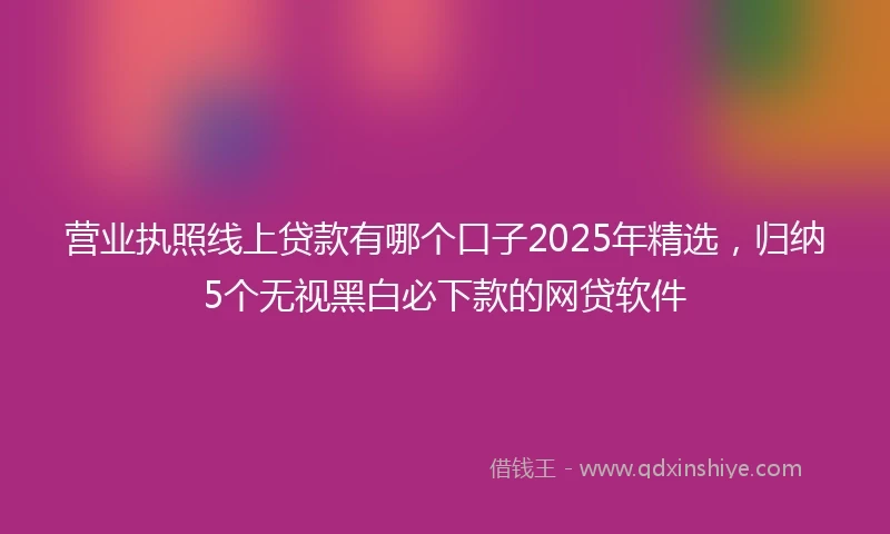 营业执照线上贷款有哪个口子2025年精选，归纳5个无视黑白必下款的网贷软件