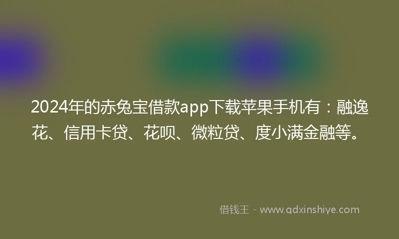 2024年的赤兔宝借款app下载苹果手机有：融逸花、信用卡贷、花呗、微粒贷、度小满金融等。