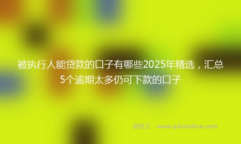 被执行人能贷款的口子有哪些2025年精选，汇总5个逾期太多仍可下款的口子