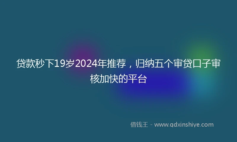 贷款秒下19岁2024年推荐，归纳五个审贷口子审核加快的平台
