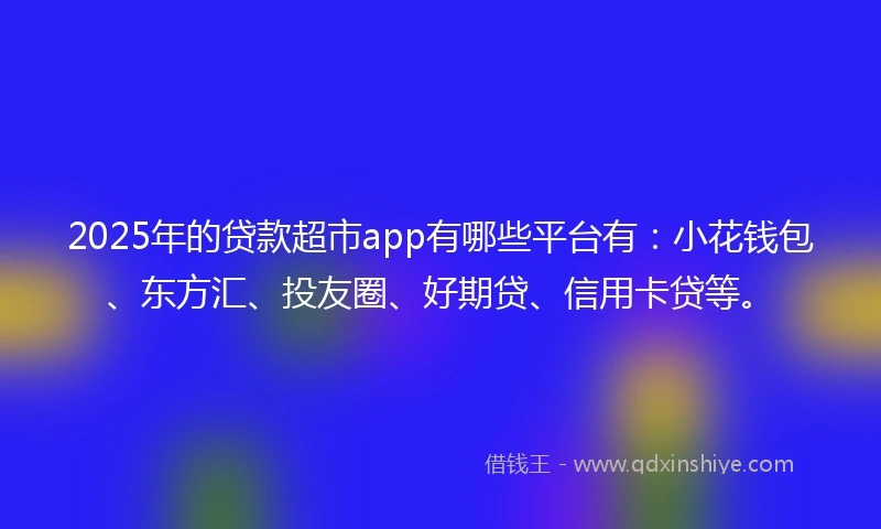 2025年的贷款超市app有哪些平台有：小花钱包、东方汇、投友圈、好期贷、信用卡贷等。