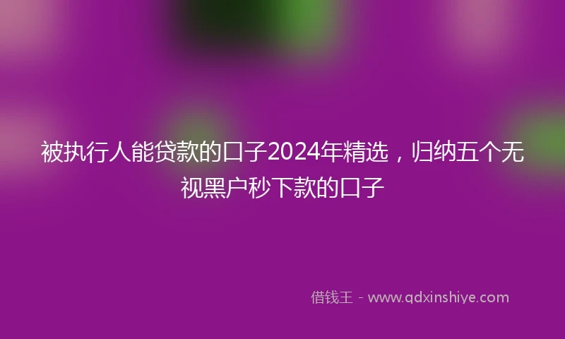 被执行人能贷款的口子2024年精选，归纳五个无视黑户秒下款的口子